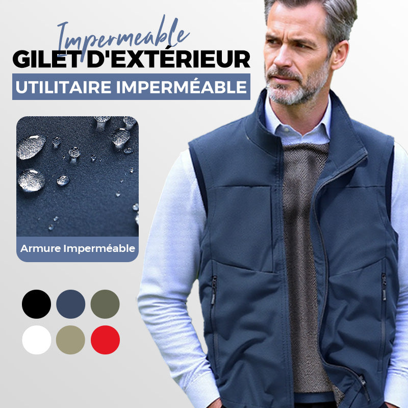 Gilet cargo en maille pour homme avec poches multiples Gilet cargo en maille pour homme avec poches multiples