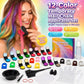 Craie à cheveux temporaire 🌈 Coffret 12 couleurs + applicateurs à pince | Couleur éclatante, s'élimine au shampooing