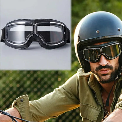 🥽 50 % DE RÉDUCTION EN CE MOMENT ! 🏍️ Lunettes de moto style vintage – Protection UV, anti-buée et sangle réglable