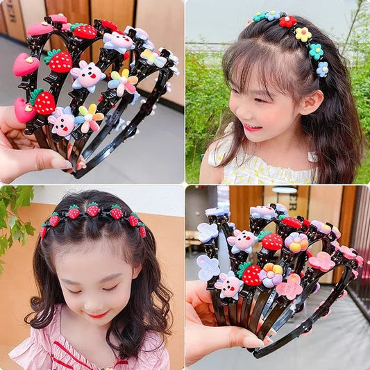 🌸 1 acheté = 1 offert | Bandeau de tressage avec mini-barrettes pour enfant