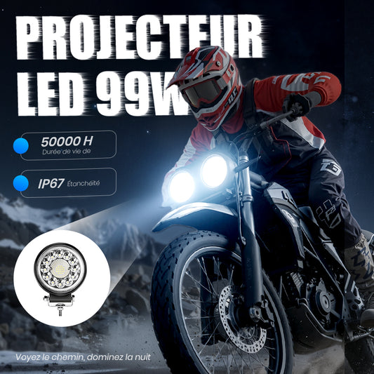 🔦 Projecteur LED 4 Pouces 99W pour Off-Road