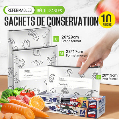 🥢Sac de Conservation en Aluminium Reutilisable et Fermable🌍Parfait pour Stocker et Protéger Vos Aliments!