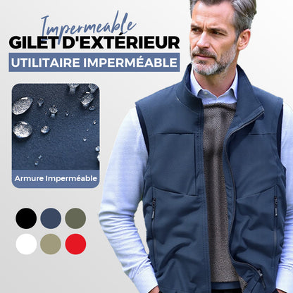 Gilet d'Extérieur Utilitaire Imperméable pour Hommes