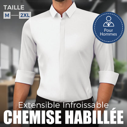 Chemise Habillée Extensible Infroissable pour Hommes🔥【Aucun repassage requis】🔥