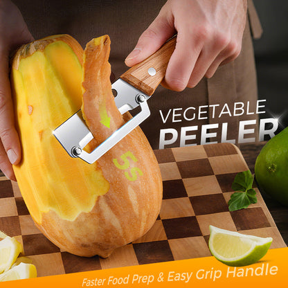 Éplucheur en acier inoxydable 🔪✨ Lame affûtée avec précision, ultra-fine, large ouverture incurvée, gain de temps et d'efforts, ouvre-bouteille 2 en 1 🍾