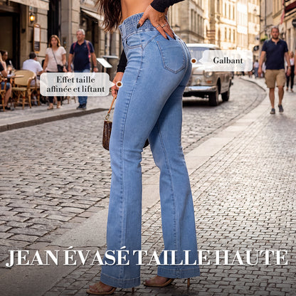 🔥 50% de réduction ! ⏰ Jean Évasé Taille Haute en Stretch – Silhouette Allongée, Confort Extensible & Look Élégant Toute la Journée 👖✨