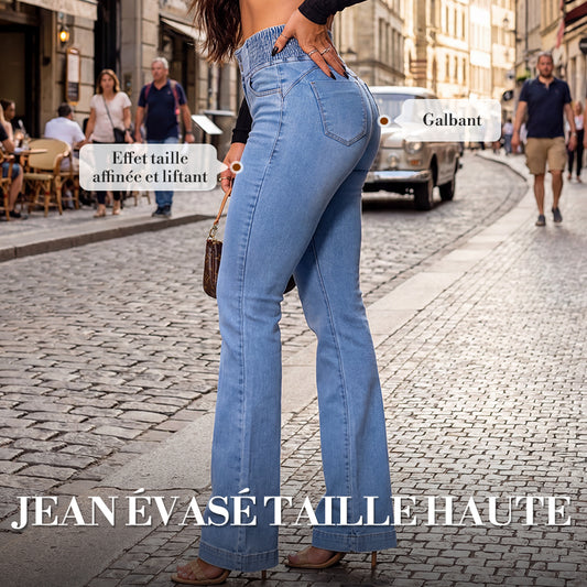 🔥 50% de réduction ! ⏰ Jean Évasé Taille Haute en Stretch – Silhouette Allongée, Confort Extensible & Look Élégant Toute la Journée 👖✨