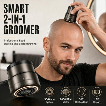 Tondeuse 2-en-1 pour homme - Rasage du crâne et entretien de la barbe avec tête flottante 360°