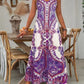 👗 60% DE RÉDUCTION! ✨ Robe Longue Sans Manches à Col V pour Femme – Imprimé Rétro, Tissu Fluide & Look Élégant 🌸