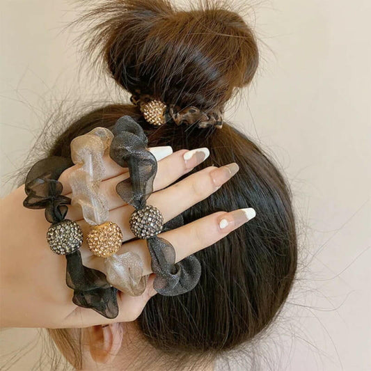 Élastique à Cheveux Élégant en Maille Strass