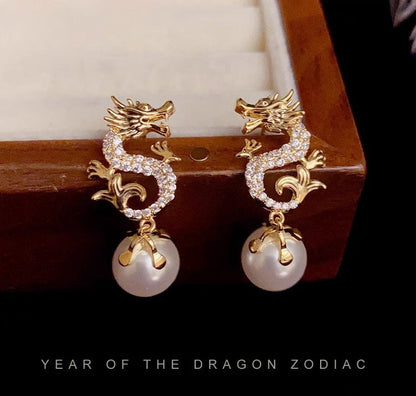 Dragon Hanging Bead Earrings -- （Have one's wishes come true！）