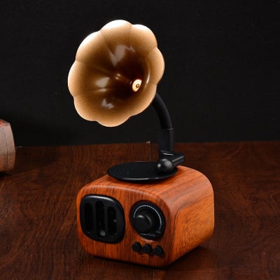 🎁Hot Sale ⏳Vintage Wooden Gramophone Bluetooth Speaker