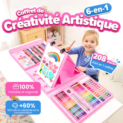 🔥 50% DE RÉDUCTION ! ✨ Kit Artistique 6-en-1 Enfant - 208 Pièces, Chevalet Double Face, Matériaux Sûrs, Idéal pour Développer la Créativité 🎨✨