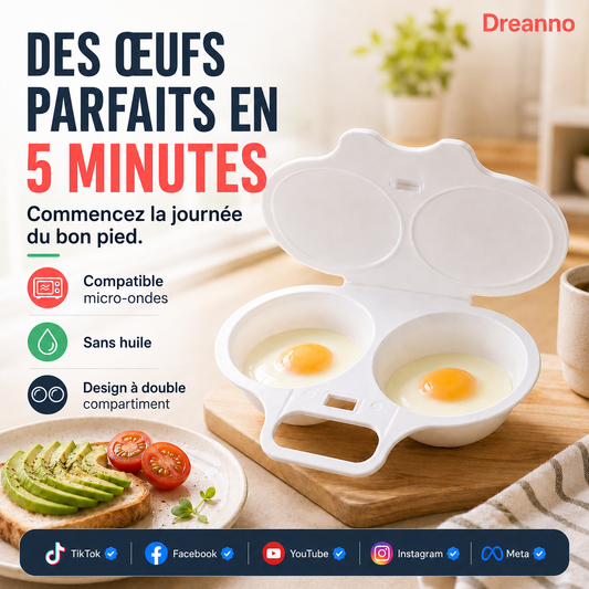 Cuiseur à œufs micro-ondes 2 compartiments - Préparez vos œufs rapidement au quotidien