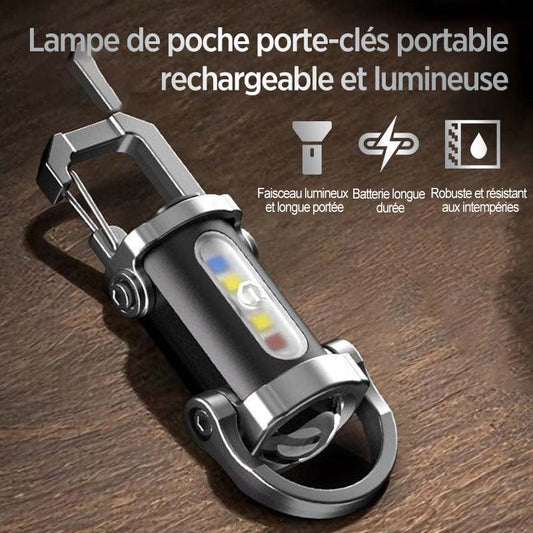 Lampe torche portable rechargeable et lumineuse pour porte-clés