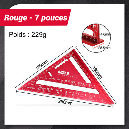 Guide de sciage à trois équerres pour charpentiers