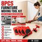 💪 Déplacez Vos Meubles Lourds Plus Facilement ! Kit de Déplacement 8 Pièces avec Levier et Patins Pivotants à 360° 🛋️
