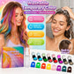 Craie à cheveux temporaire 🌈 Coffret 12 couleurs + applicateurs à pince | Couleur éclatante, s'élimine au shampooing