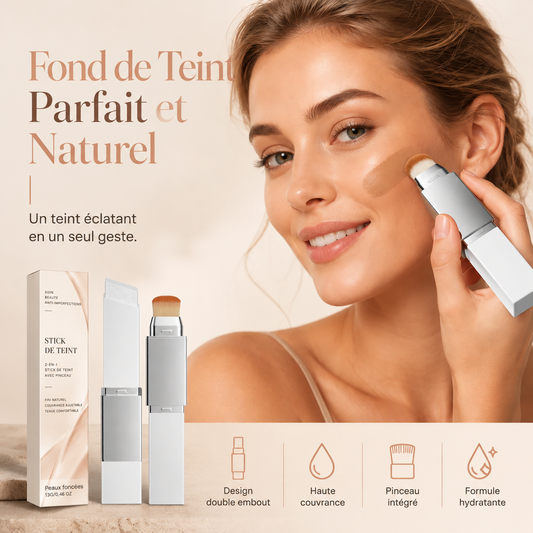 Stick Fond de Teint 2-en-1 avec Pinceau Intégré – Couvrance Naturelle et Teint Uniforme