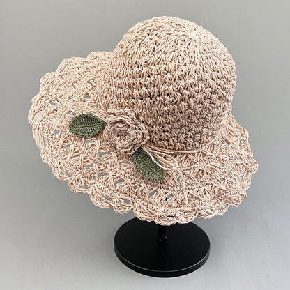 👒Élégant chapeau de paille au crochet avec détails à volants