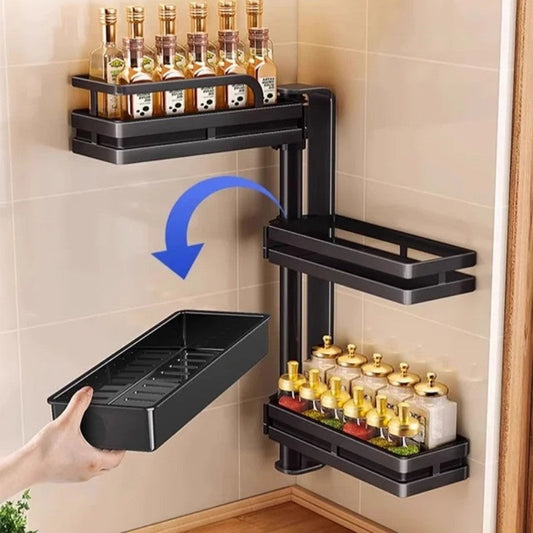 Kitchen Corner No-Punch Multi-Tier Rotating Shelf