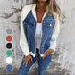 Veste en denim à fermeture éclair pour femme