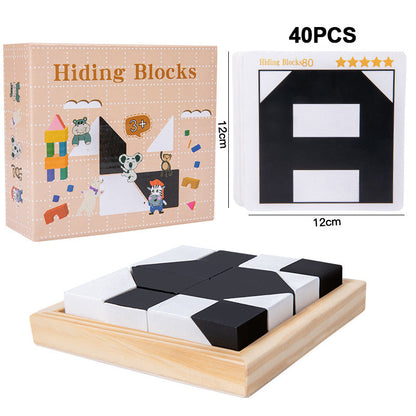 Puzzle de blocs de construction cachés-Jouets pour développer la capacité d'imagination spatiale des enfants-Jeu de société interactif parent-enfant