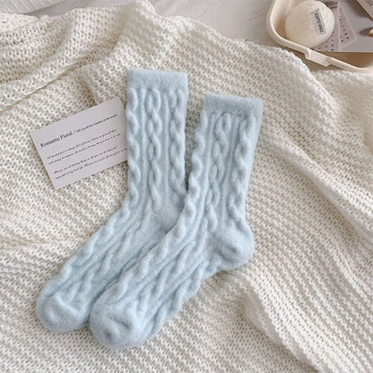 💝Cadeau chaleureux🔥Chaussettes thermiques douces pour femmes, couleur macaroni