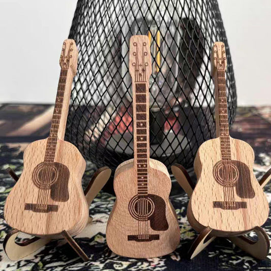 Boîte à Médiators pour Guitare Acoustique en Bois avec Support