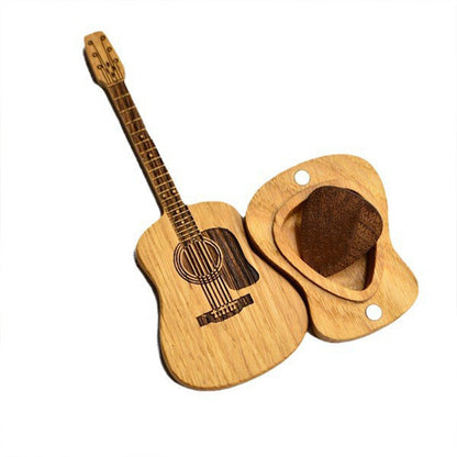 Boîte à Médiators pour Guitare Acoustique en Bois avec Support