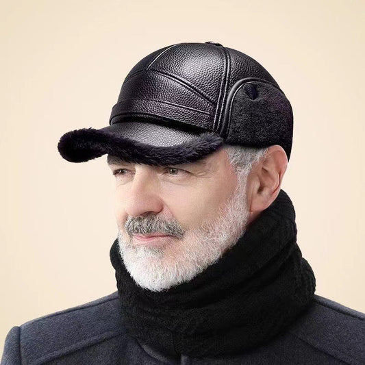 🧢🐂Nouveau bonnet d'hiver pour homme avec cache-oreilles en peau de mouton