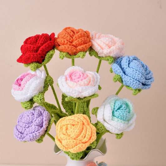 Fleurs roses et tulipes au crochet faites à la main