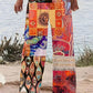 Pantalons Amples Imprimés en Patchwork pour Femmes