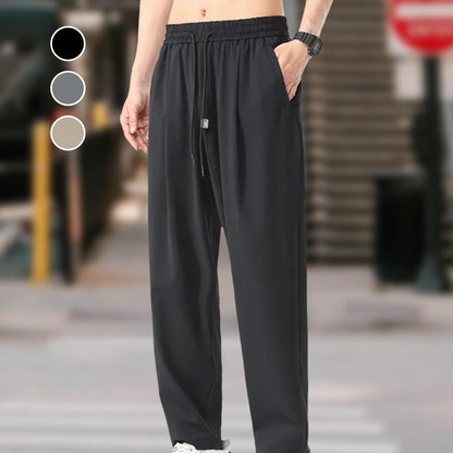 Pantalon d'Été Décontracté pour Hommes en Soie Glacée à Séchage Rapide et Coupe Ample