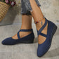 Chaussures élégantes à semelle compensée basse avec bride élastique et couleur unie