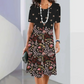 Robe élégante à imprimé floral avec col rond pour femme