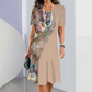 Robe élégante à imprimé floral avec col rond pour femme
