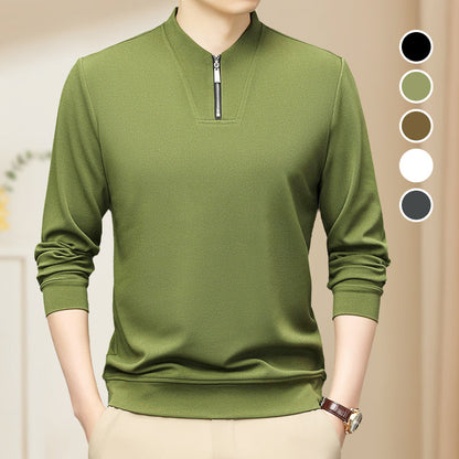 Haut Zippé à Manches Longues à Col en V et de Couleur Unie pour Hommes