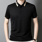 T-shirt à Manches Courtes en Soie Glacée Extensible avec Col à Revers pour Hommes