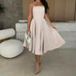 Robe midi élégante sans bretelles de couleur unie