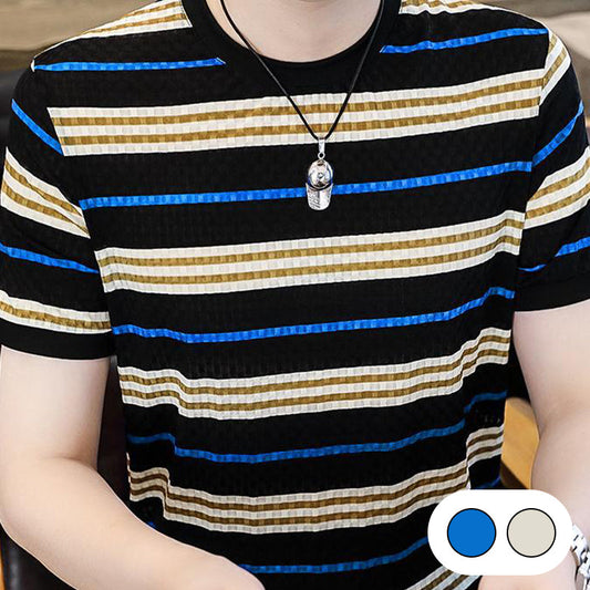 Haut rayé à manches courtes pour hommes