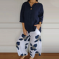 Ensemble haut ras du cou et pantalon imprimé pour femme