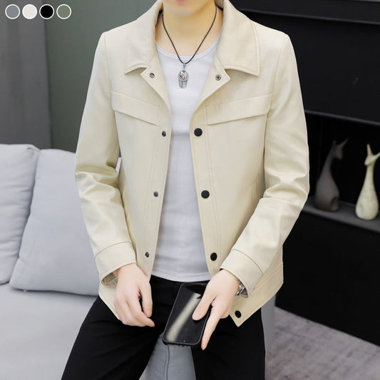 Veste tendance décontractée avec col à revers pour hommes