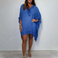 Robe Mini en Couleur Unie à Col en V pour Femmes