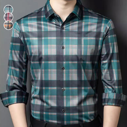 Haut business décontracté à carreaux à manches longues pour homme