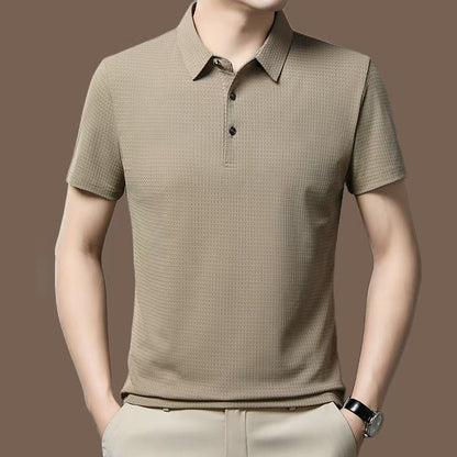 T-shirt à manches courtes avec col à revers respirant et rafraîchissant pour homme