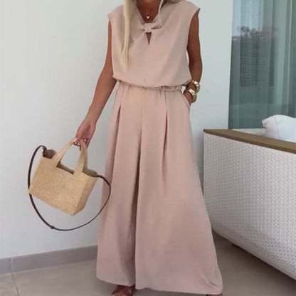 ⏰50% de réduction pour une durée limitée🔥Ensemble 2 pièces - Tops sans manches à col en V et pantalon ample