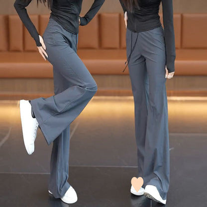 Pantalon d'été décontracté en soie glacée à taille haute pour femmes