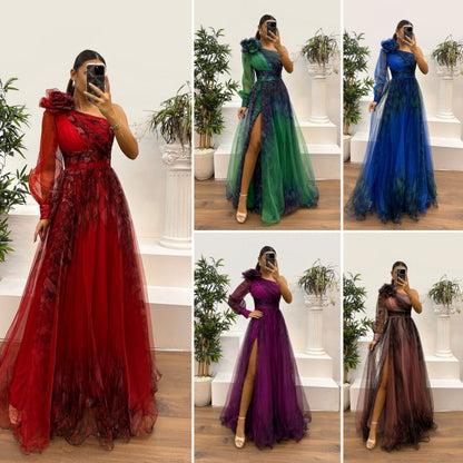 Robe à épaules dénudées en maille imprimée à la mode pour femme