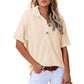 Haut ample à manches courtes avec col à revers pour femme